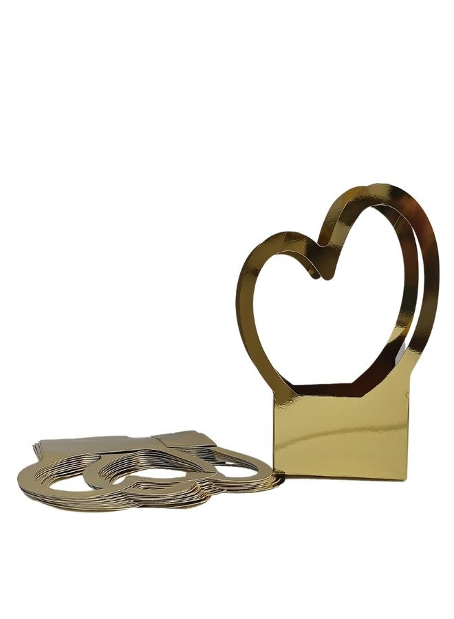 اويسيس مجموعة أواسيس من 10 أكياس هدايا باقات زهور بمقابض | أكياس هدايا عيد الحب لها وله | أكياس هدايا لحفلات الزفاف، وأعياد الميلاد، وحفلات توديع العزوبية، وحفلات استقبال المولود | 40×20×7.5 سم | لون ذهبي على شكل قلب - Image 4